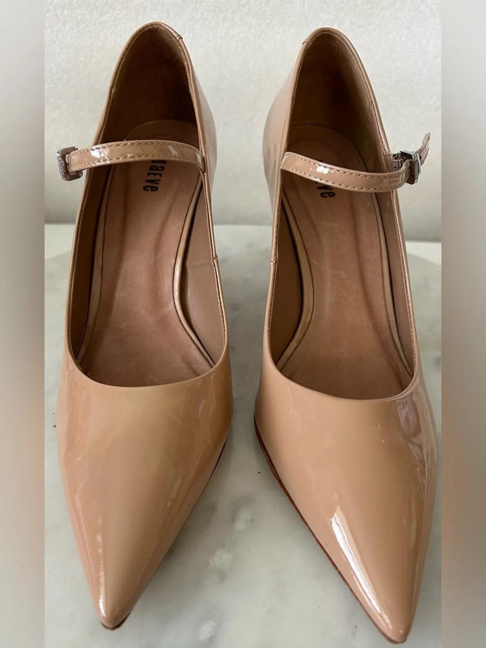 ANTHROPOLOGIE/MAEVE MARY JANE NEUTRAL COLOR WEDGES 38/7.5 worn only once!